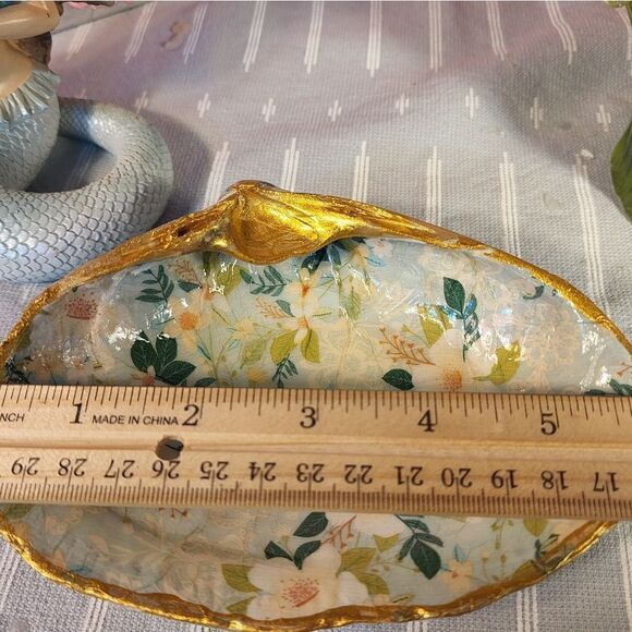 DECOUPAGE CLAM SHELL DECOUPAGE FLOWERS TRINKET DISH - Picture 5 of 8